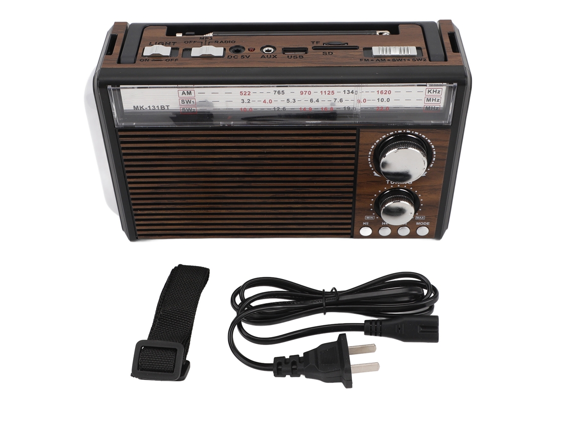 Aetheria rádio Portátil Vintage com Antena Telescópica Fm Am Sw Mp3 Player Bluetooth Lanterna Us Plug 110v