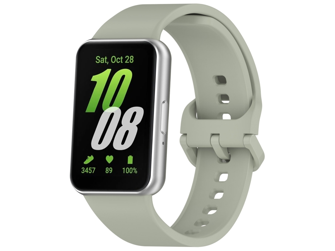 Bracelete Para Samsung Galaxy Fit 3 - Silicone Cor Sólida - Fivela Colorida - Cinza Verde