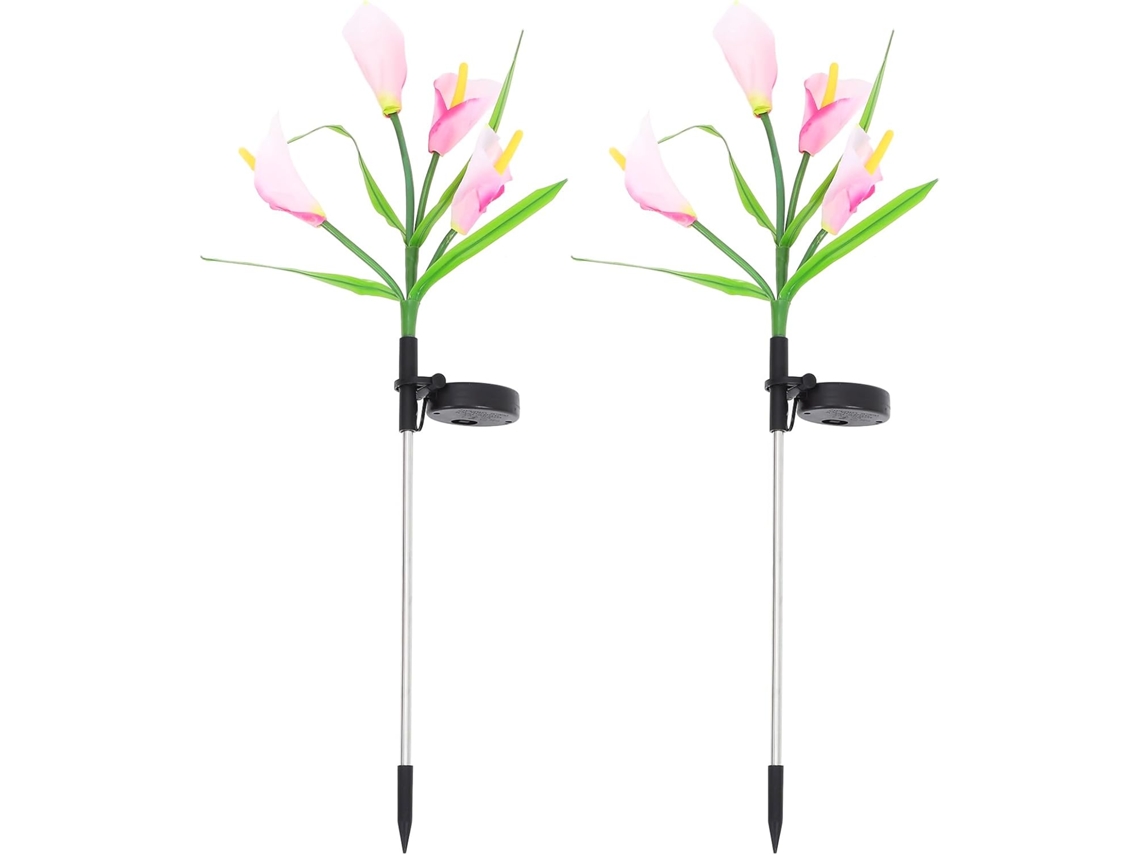 Conjunto De 2 Luminárias Solares Decorativas Em Formato De Flor, Impermeáveis, Para Jardim E Paisagismo