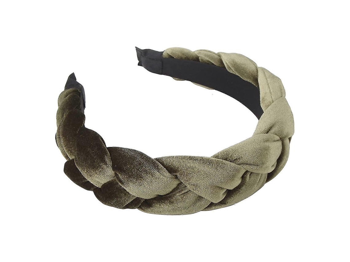 Headbands Femininos De Veludo Trançados Cruzados Fashion Verde Militar