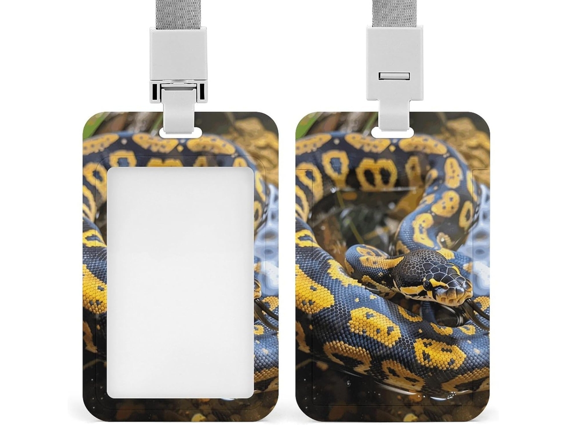 Porta Crachá Amarelo e Vermelho Com Estampa Python, Personalizável, À Va D Água, Protetor Crachá, Oficiais