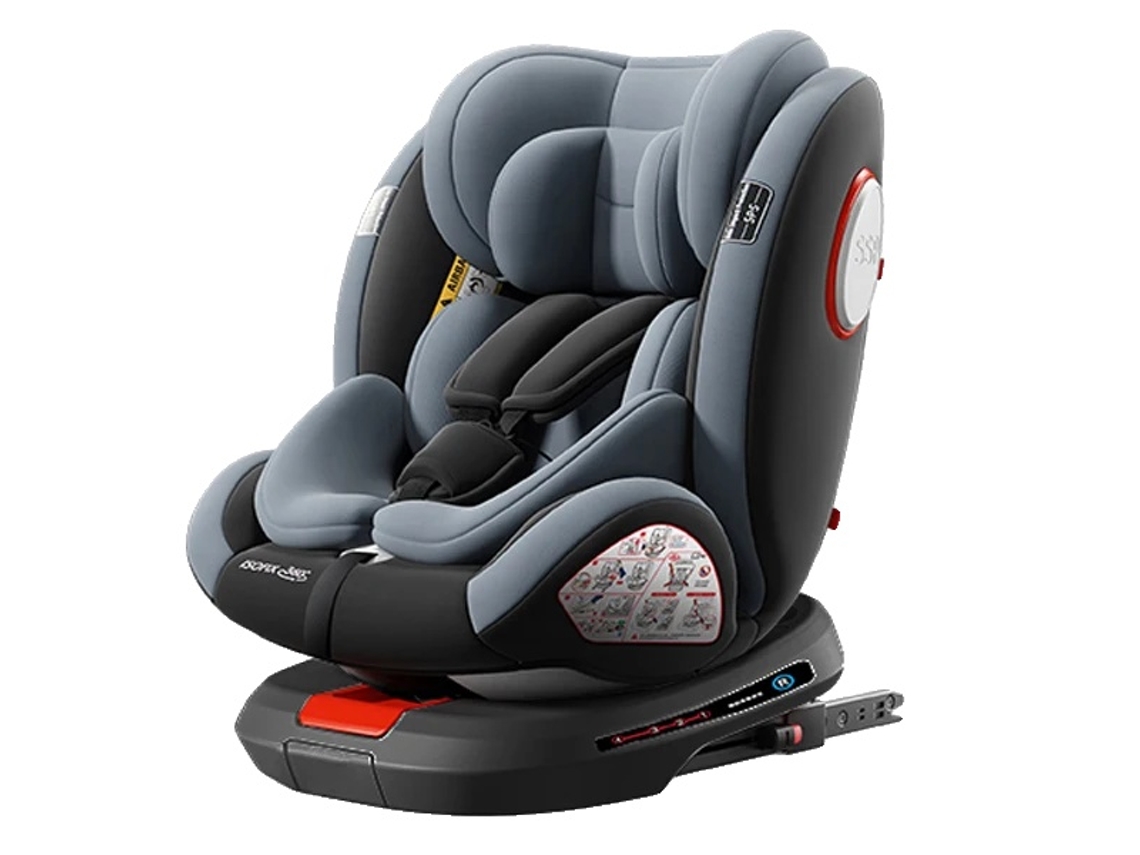 Assento De Segurança Para Crianças, Rotação De 360°, Conector Isofix, Cinza Básico