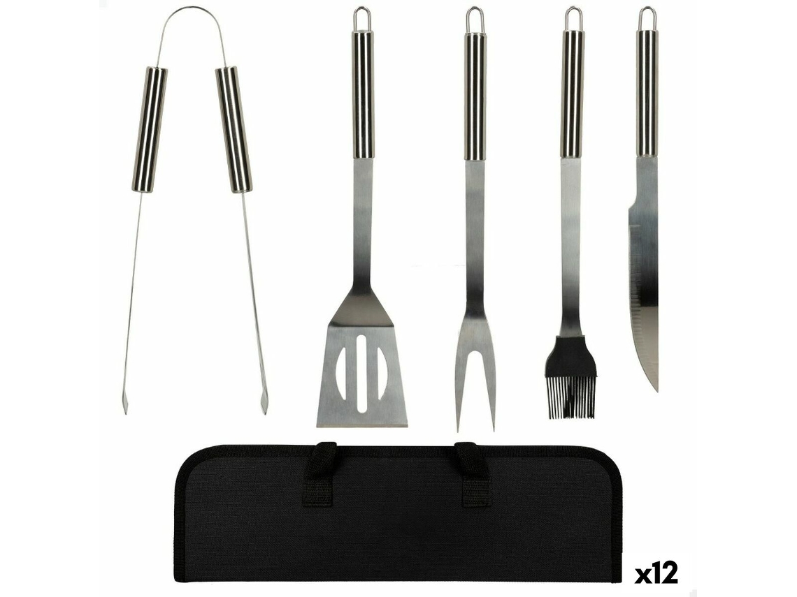 Utensílios para Churrasco Aktive 7,5 X 35 X 1,9 Cm Aço Inoxidável Silicone 12 Unidades 5 Peças