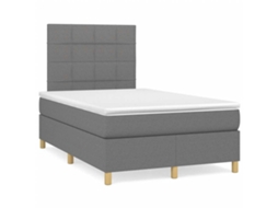 Cama Box Spring C/ Colchão E Led 120x190 Cm Tecido Cinza-escuro