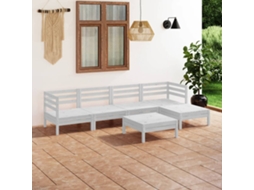 Vidaxl 6 Pcs Conjunto Lounge De Jardim Pinho Maciço Branco