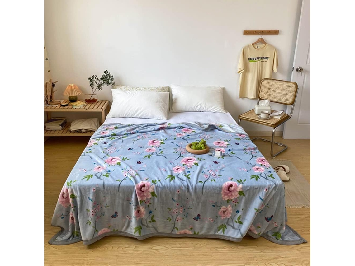 Manta de Inverno Elegante Fansu em Fleece com Estampa Floral Macia e Quente Flanela Grossa Ideal para Cama Qua