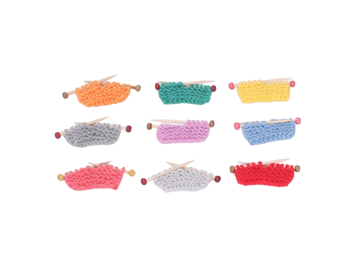 Primerox kit de Crochê Miniatura 9 Cores Lã Madeira Fava 1:12 Acessórios Casinha Boneca