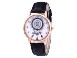 Relógio de Quartzo com Pulseira de Couro Estilo Simples Moderno para Jovens Amantes (preto)