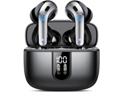 Fones de ouvido pretos Bluetooth 5.3, 50h, 4 microfones, ANC, IPX5, bass, 2.0, sem marca