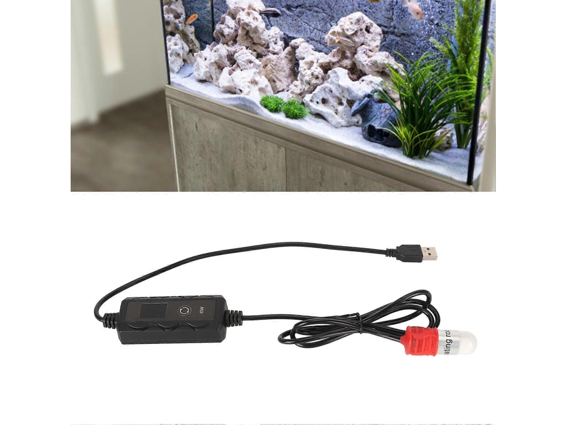 Mini Aquecedor para Aquário, Alimentado por Usb, 10w, Ajustável, Haste Submersível com Termostato e Visor Led, Plugue Americano 100 240v GOKOCO
