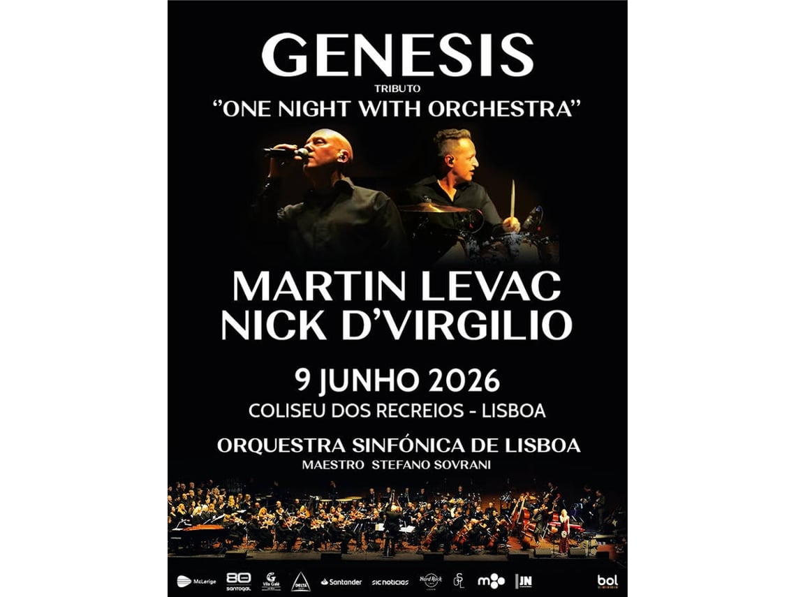 Bilhete GENESIS TRIBUTE  ONE NIGHT WITH ORCHESTRA|LISBOA