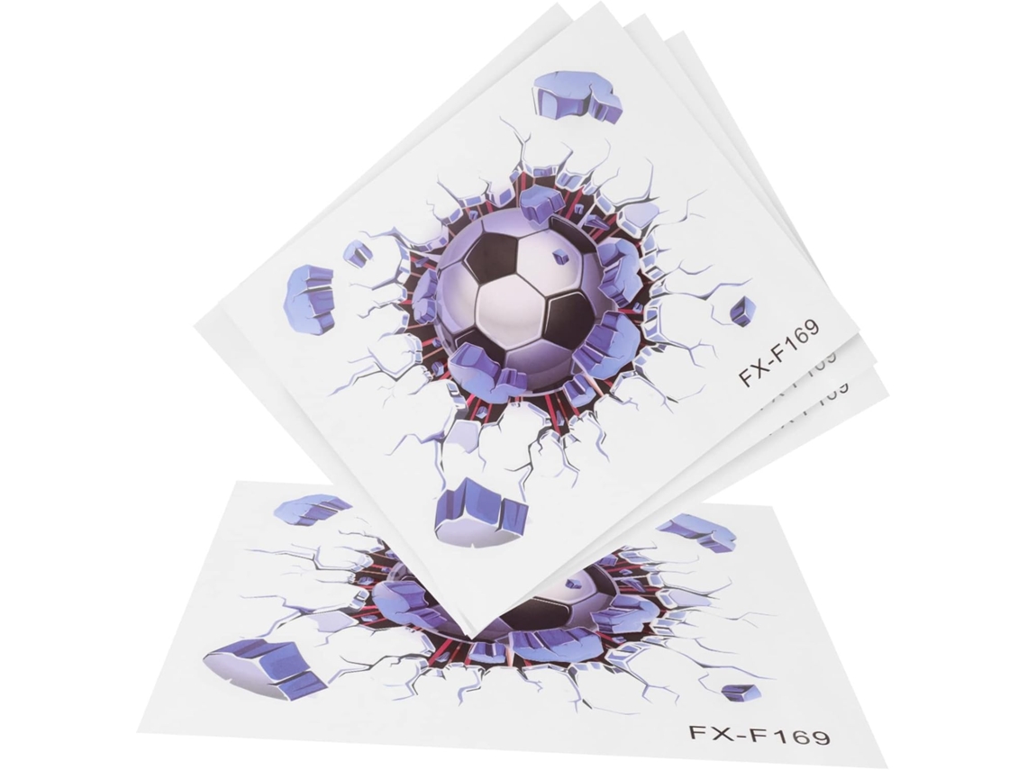 Conjunto 5 Adesivos Parede Decorativos 3d Futebol Pvc 20x23 Decorar Quarto Menino Academia Fáceis Aplicar GOKOCO