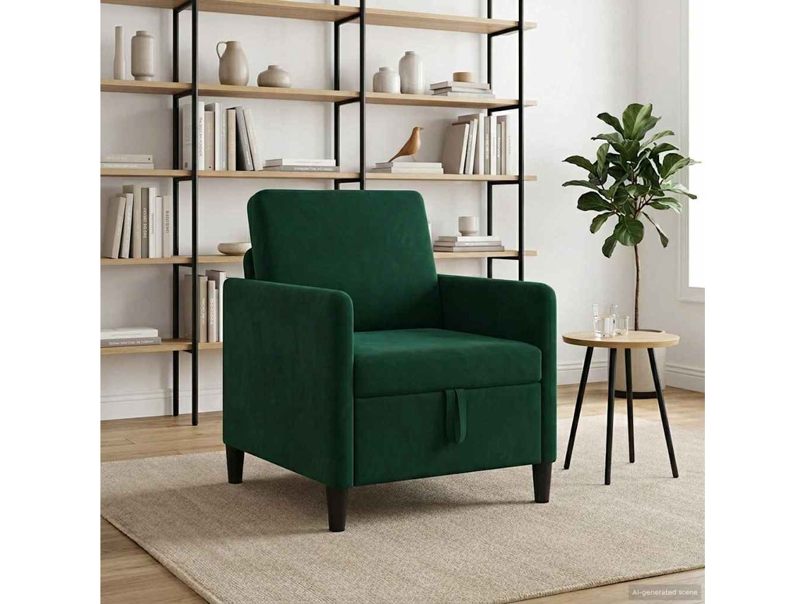 Vidaxl Sofa Com Armazenamento Verde-escuro 72 X 78 X 87 Cm Poliéster