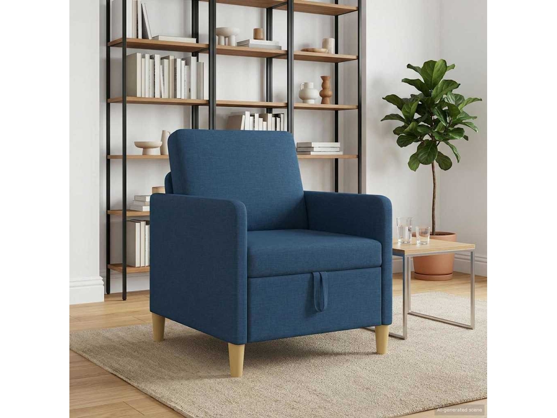 Vidaxl Sofa Com Armazenamento Azul 72 X 78 X 87 Cm Poliéster