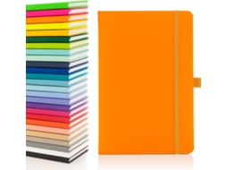 Conjunto De 10 Cadernos A5 Com Páginas Pautadas, Porta, Canetas, Marcador, De Data E Bolso Para Papel, Capa Dura Média, Laranja
