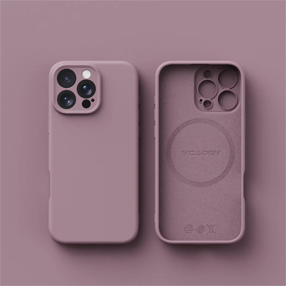 Capa Para Iphone 17 Pro Max (roxa) Com Carregamento Sem Fio, Feita De Silicone Líquido.
