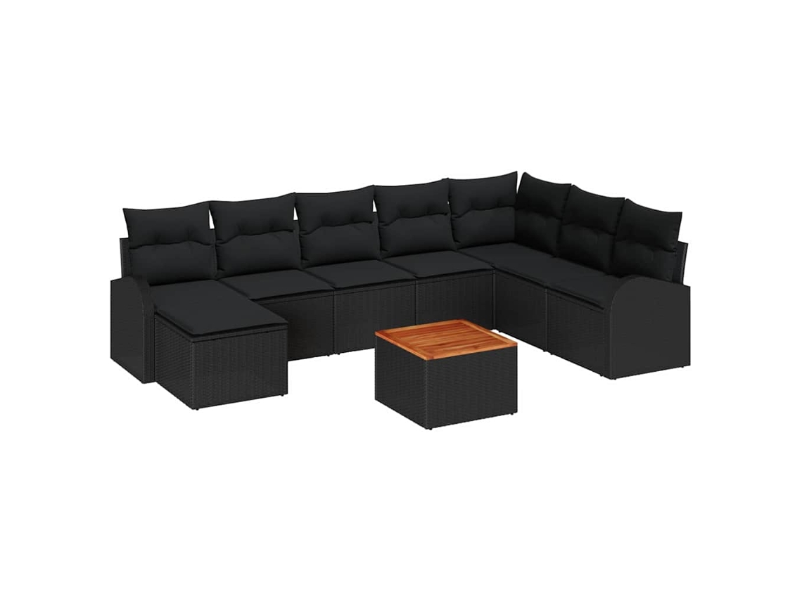 Maison Exclusive - Conjunto De Sofá De Jardim 9 Unid. Preto Vime Pe