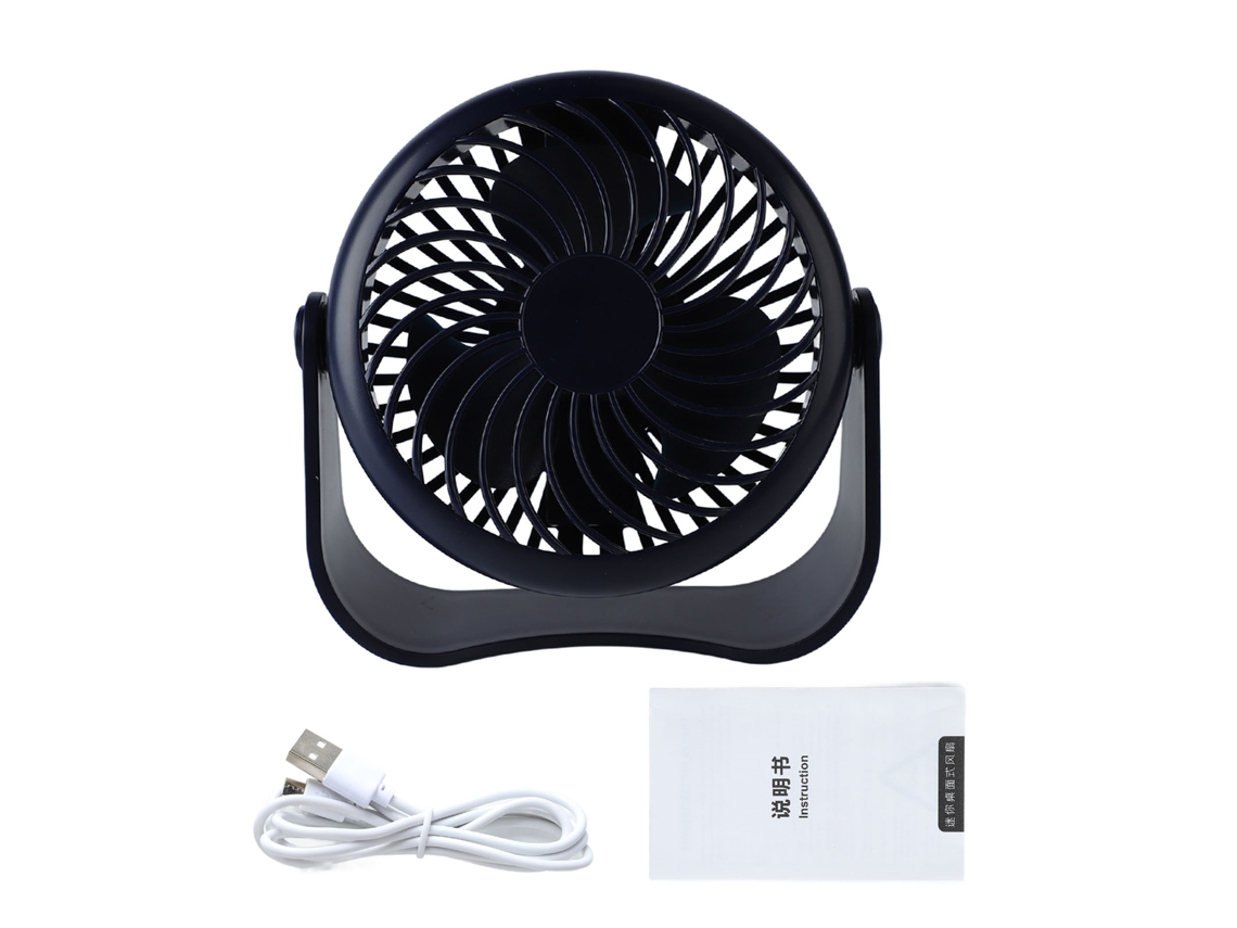 Ventilador de Mesa Pequeno Silencioso Recarregável 3 Velocidades Usb Portátil para Casa e Escritório | S/MARCA