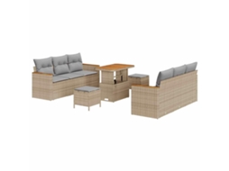 Maison Exclusive - Conjunto De Sofá De Jardim 11 Pcs Bege E Cinza Claro Vime Pe