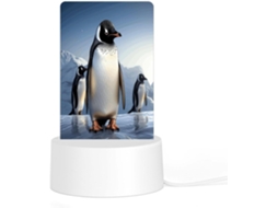 Luminária noturna LED acrílica plug and play com base de plástico, estampa de pinguim, iluminação noturna totalmente uniforme.