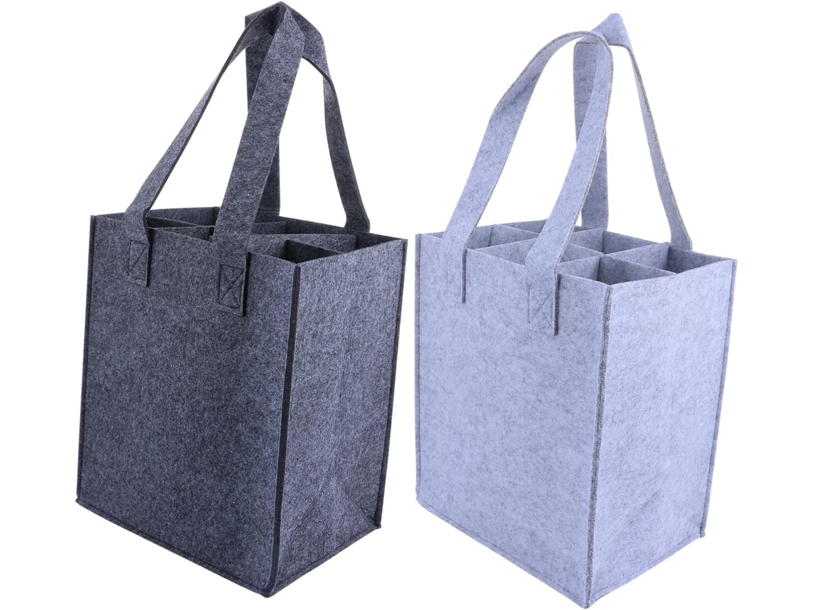 Conjunto de 2 Sacos Feltro para Armazenamento Garrafas Vinho, Bolsa Portátil com Janela CHABERLU