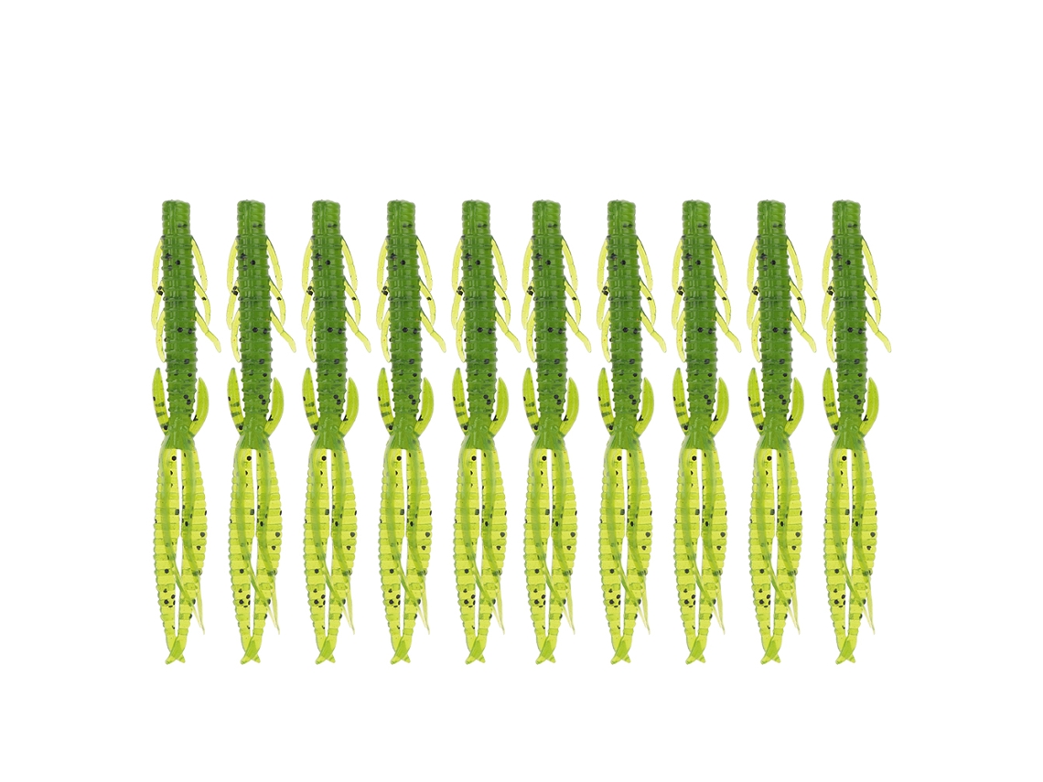 Soft Lure (uv Fish Attracting, Salted Shrimp Flavor) Small-scaled Shrimp Soft Worm Bait Lure For Freshwater Trout Bass Green Translucent 10-pack