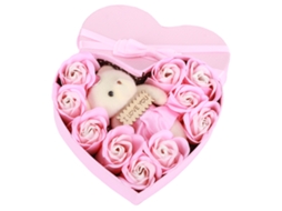Rosa Artificial Urso Caixa Presente Sabonete Flores Rosa Misturada