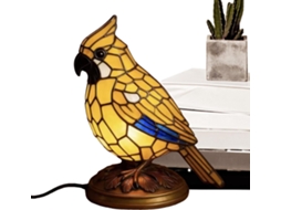 Luminária De Mesa Retrô Ornamental Em Led Com Escultura Pássaro