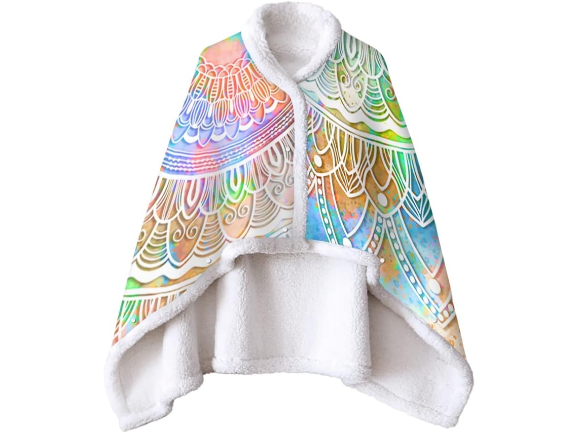 Manta de Lã Sherpa Fansu Xale Grossa e Macia Inverno com Botões Quente Microfibra para Adultos Crianças 150x12