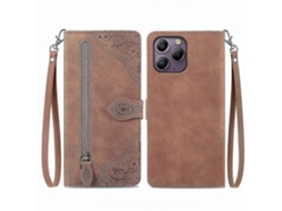 Brown2026 Embossed Flower Zipper Leather Phone Case For Blackview A96