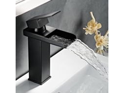 Grifo De Baño Negro Cascada Rectangular De Acero Inoxidable Sus304 Cartucho Cerámico Mixador De Agua Fría Y Caliente Para Lavabo