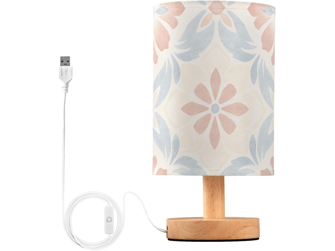 Abajur De Mesa Pequeno Yuiboo Com Usb, Design Floral Decorativo Azul Claro Para Quarto Infantil