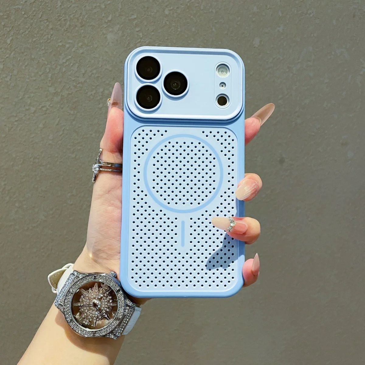 Capa Magsafe Para Iphone 13 Pro Max (azul) Com Dissipação De Calor E Revestimento Magnético.