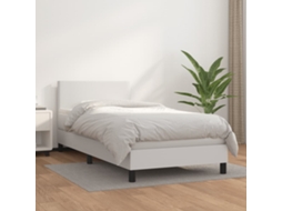 Cama Com Molas/colchão 90x190 Cm Couro Artificial Branco