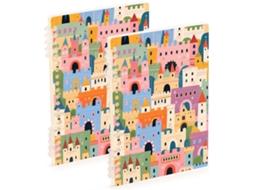 Conjunto de 2 Cadernos Coloridos A5 21,1 X 14,5 Cm Capa Dura 60 Folhas para Uso no Trabalho e na Sala Aula.
