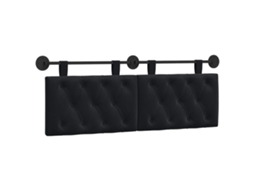 Conjunto 1 Cabeceira Moderna Vidaxl Preto Veludo (130 X 55 X 7 Cm)