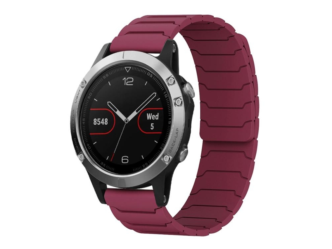 Bracelete Para Garmin Fenix 8 / 7 / 6 / 5 (22mm) - Silicone Magnético Cor Vinho