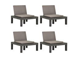 Vidaxl Cadeiras De Jardim Com Almofadões 4 Pcs Plástico Antracite