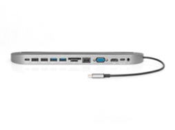 Digitus Da-70888 Base &amp; Duplicador de Portas com Fios Usb 3.2 Gen 1 3.1 Gen 1 Type-C Alumínio Preto