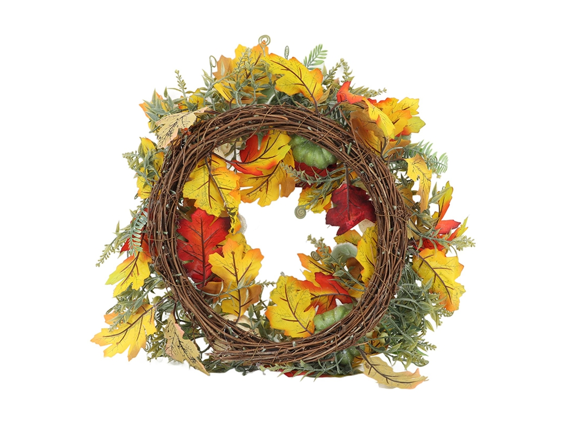 Coroa para Porta da Frente de Abóbora com Suporte Decorativa Halloween Ação de Graças 45cm