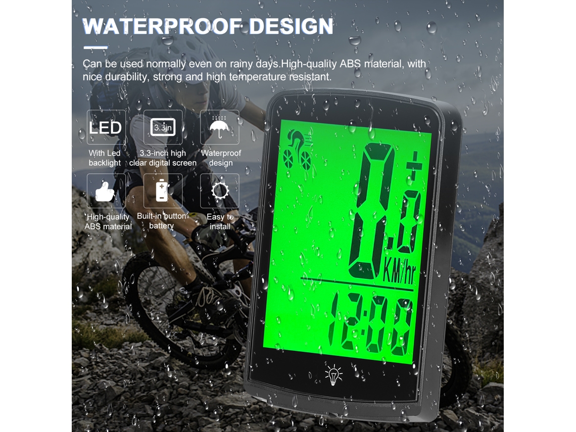 Business computador de Bicicleta Sem Fio 3.3 Polegadas Led Velocímetro Odomêtro Multifuncional Impermeável com Luz de Fundo e Wakeup Automático