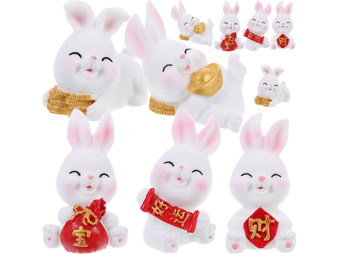 10 Miniaturas de Coelho em Resina Decorações Leves e Pequenas para Jardim e Casa no Ano do Coelho Enfeites Fofos CHABERLU