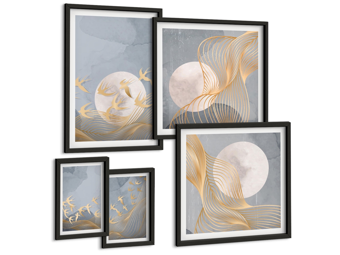Conjunto De Pinturas Harmonia Da Natureza Delicadeza Espelharte (5 Peças)
