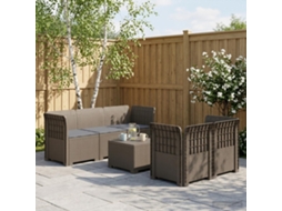 Vidaxl Sofá De Jardim De 5 Pessoas Com Almofadas Visual De Rattan Pp