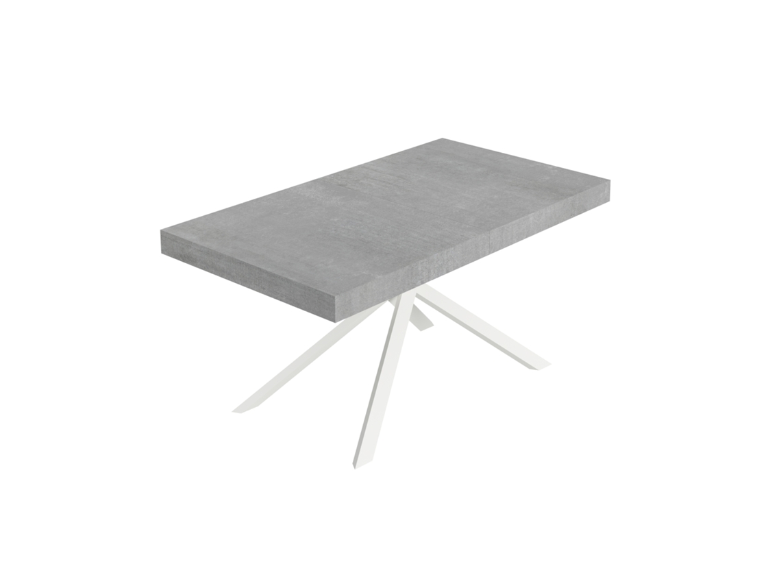 Mesa Extensível Niket 160/264x90 Cm Concreto Pernas Brancas Itamoby