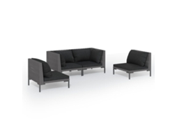 Maison Exclusive - 4 Pcs Conj. Lounge Jardim C/ Almofadões Vime Pe Cinza-escuro