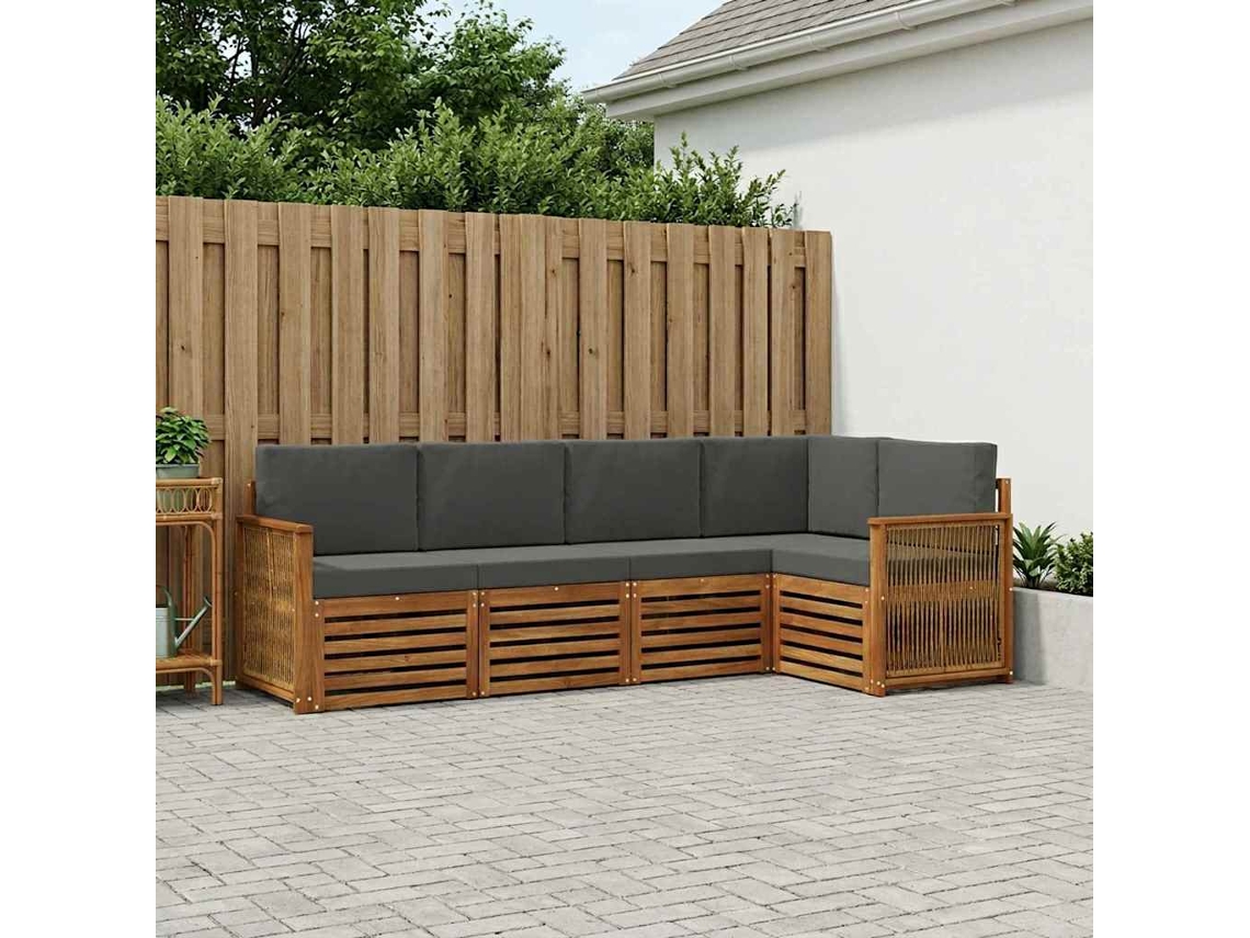 Vidaxl Conjunto De Sofá Sectional 4 Pcs Natural E Antracite