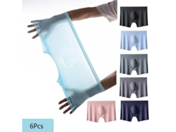 6 Calções Para Homem, Boxers De Seda De Gelo Sem Costuras, Roupa Interior Sexy Ultra Fina E Respirável Para Homens 4xl 6 Peças