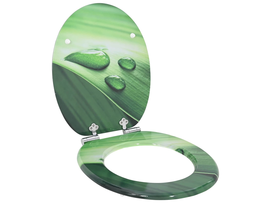 Vidaxl Assento De Sanitário Com Fechamento Suave Gota Verde 44 X 38 Cm