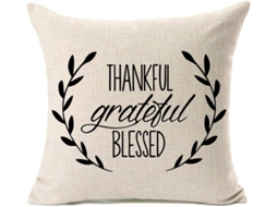 Capas De Almofada Quadradas 18 Polegadas, Estampa Grateful Thankful Blessed, Em Linho-cotão